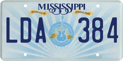 MS license plate LDA384