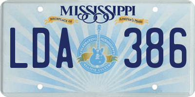 MS license plate LDA386