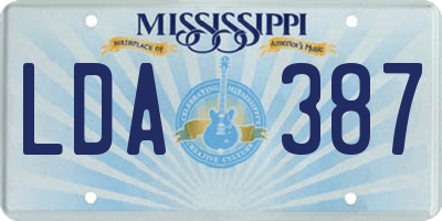 MS license plate LDA387