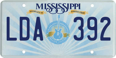 MS license plate LDA392