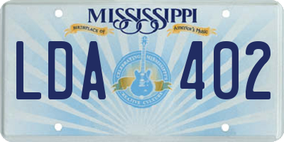 MS license plate LDA402