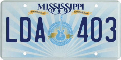MS license plate LDA403