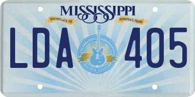 MS license plate LDA405