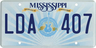 MS license plate LDA407