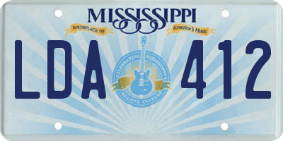 MS license plate LDA412