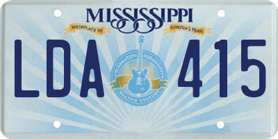 MS license plate LDA415