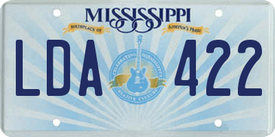MS license plate LDA422