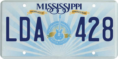 MS license plate LDA428