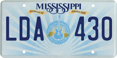 MS license plate LDA430