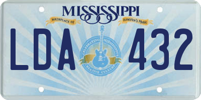 MS license plate LDA432