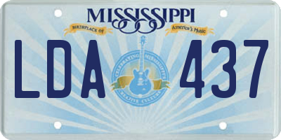 MS license plate LDA437