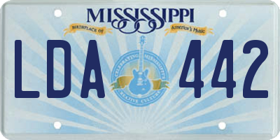 MS license plate LDA442