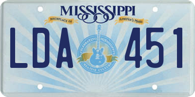 MS license plate LDA451
