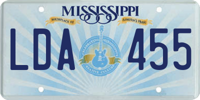 MS license plate LDA455