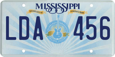 MS license plate LDA456