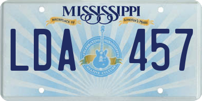 MS license plate LDA457