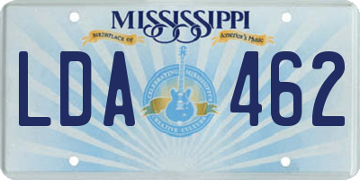 MS license plate LDA462