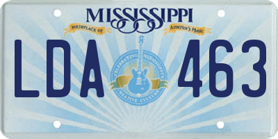 MS license plate LDA463