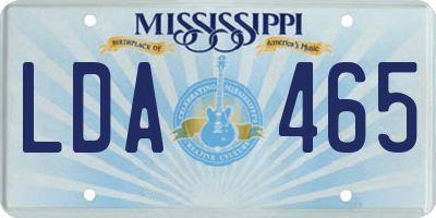 MS license plate LDA465