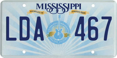 MS license plate LDA467
