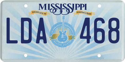 MS license plate LDA468