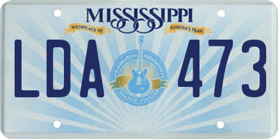 MS license plate LDA473