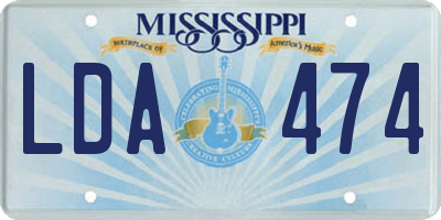 MS license plate LDA474