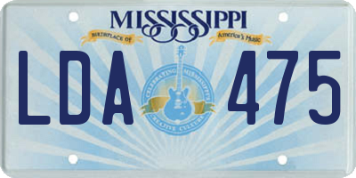MS license plate LDA475