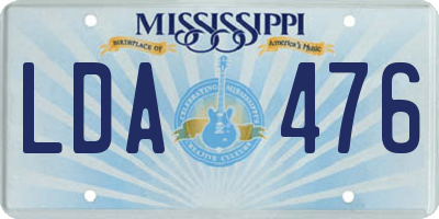 MS license plate LDA476