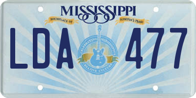 MS license plate LDA477