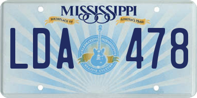 MS license plate LDA478