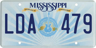 MS license plate LDA479
