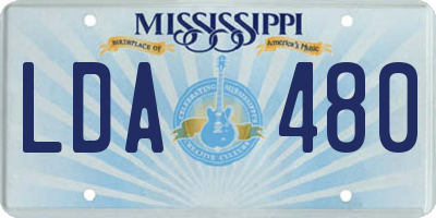 MS license plate LDA480