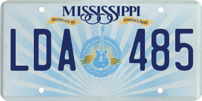 MS license plate LDA485
