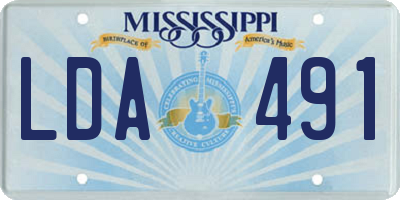 MS license plate LDA491
