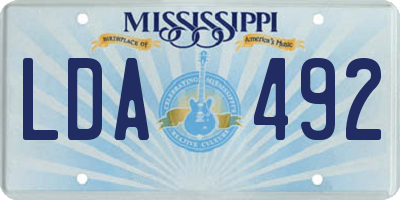 MS license plate LDA492