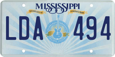 MS license plate LDA494