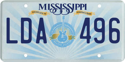 MS license plate LDA496