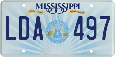MS license plate LDA497