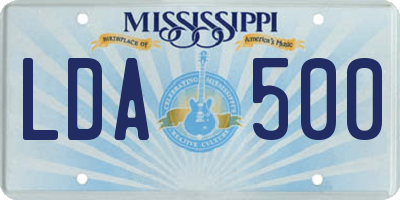 MS license plate LDA500