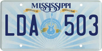 MS license plate LDA503