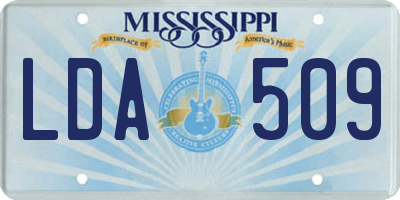 MS license plate LDA509