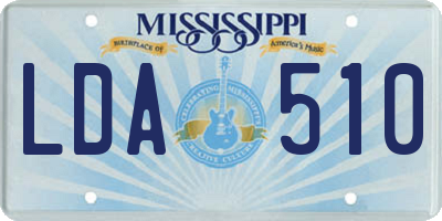MS license plate LDA510