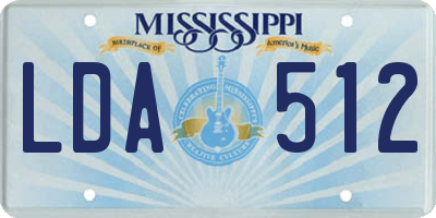 MS license plate LDA512