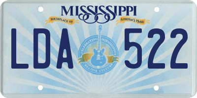 MS license plate LDA522