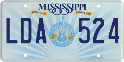 MS license plate LDA524