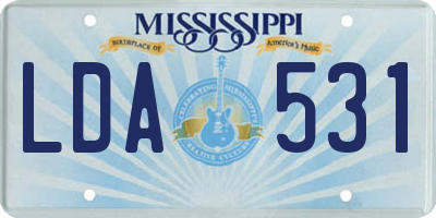 MS license plate LDA531