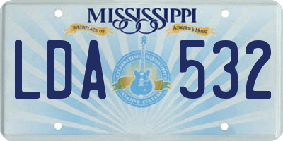 MS license plate LDA532