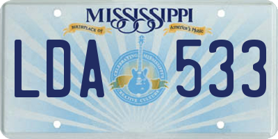 MS license plate LDA533