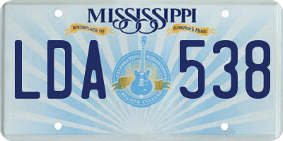 MS license plate LDA538